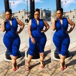 Plus Size Sleeveless Zipper Solid Color